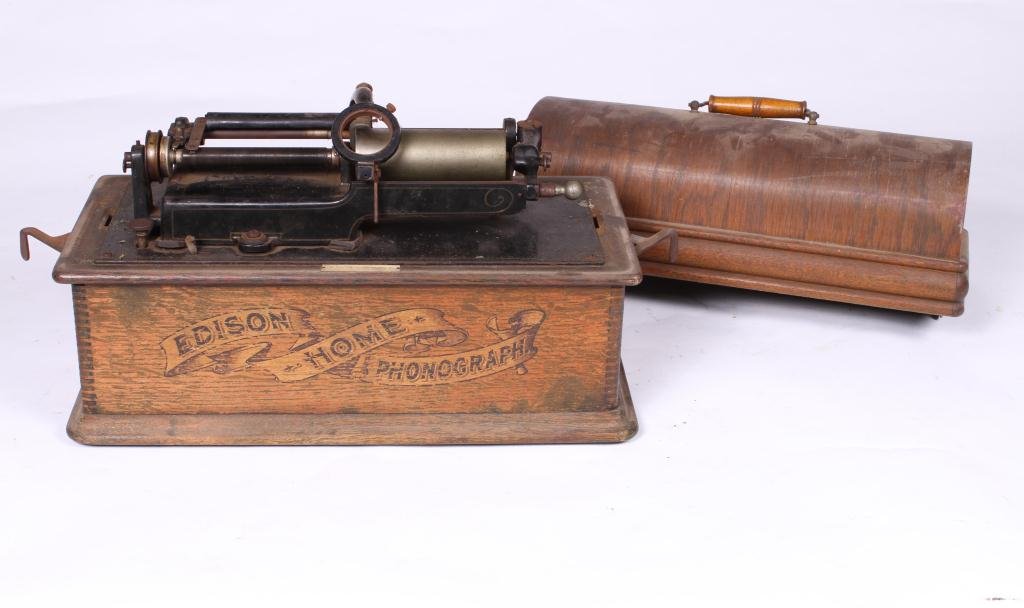EDISON HOME PHONOGRAPH: Cylinder phonograph 12 x 18 x 9 1/2 inches.