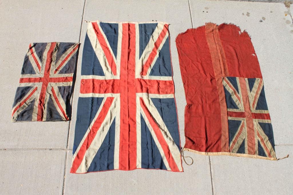(3) EARLY HANDMADE BRITISH FLAGS (1 of 8)
