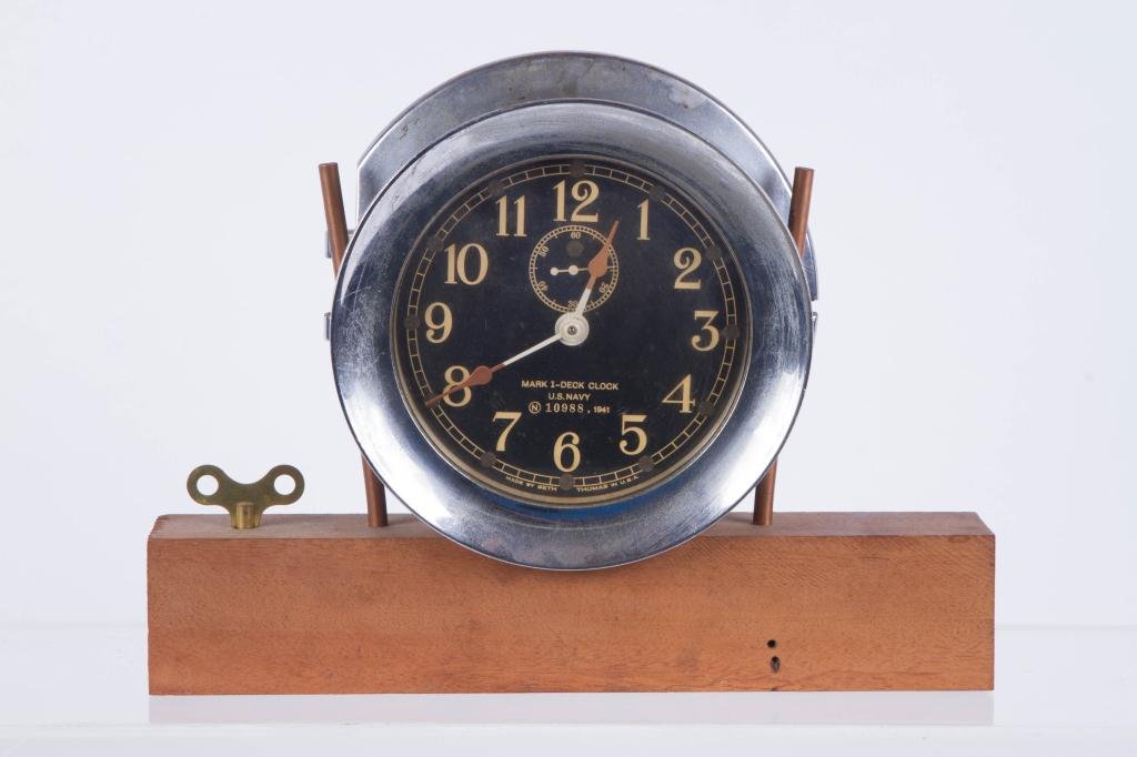 WWII US NAVY NICKEL MARK-1 DECK CLOCK (1 of 4)