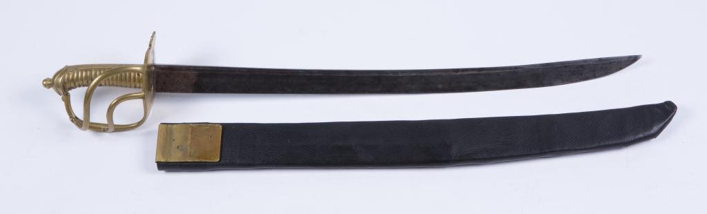 HEAVY (19th c) SWORD WITH BRASS GUARD AND HANDLE (1 of 9)