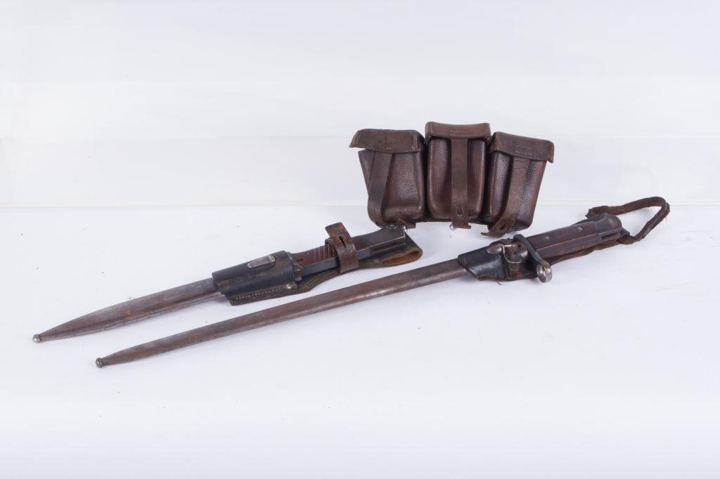 (2) WWII BAYONETS and CARTRIDGE BELT (1 of 10)