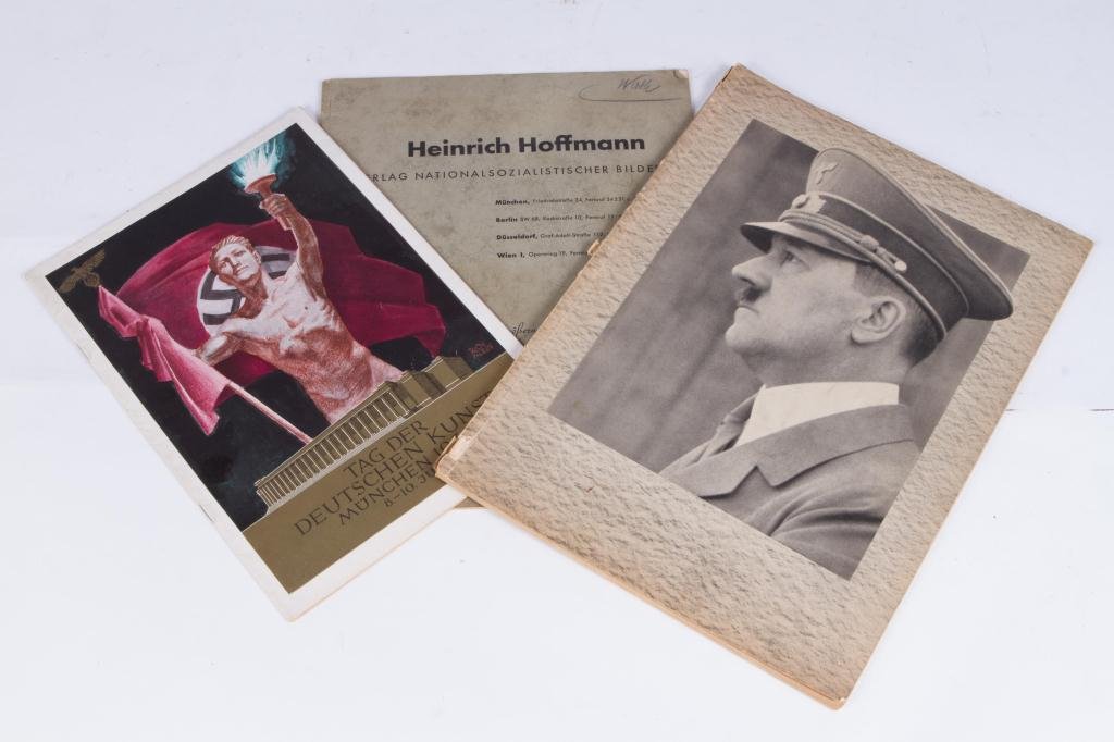(3) NAZI ERA PROPAGANDA PUBLICATIONS: (3) Saddle bound works including: Tag Der Deutschen Kunst Munchen 1938, Heinrich Hoffmann Verlag Nationals Ozialistischer Bilder and Unser Fuhrer 1939 Verlag Franz Eher Nachfolger Muchen.