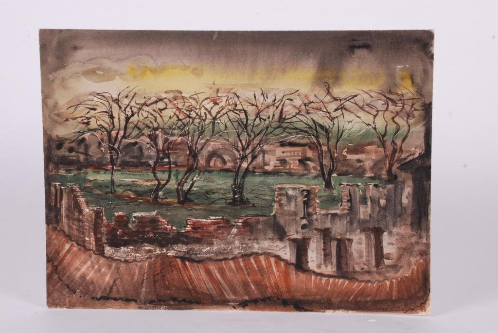 JOHN HATCH (1919-1997) WORLD WAR II GI PAINTING (1 of 2)