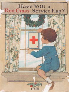 1918 JESSIE WILCOK SMITH RED CROSS POSTER: "Have You a Red Cross Service Flag?" American Red Cross. 28 x 21 inches