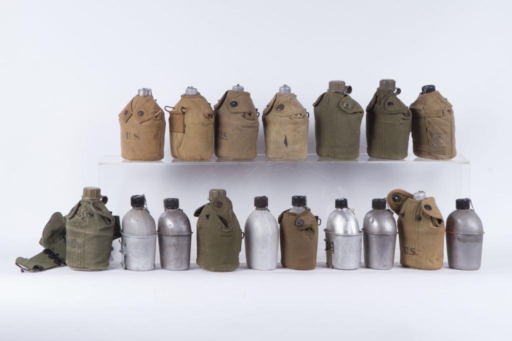 (17) US ARMY CANTEENS Nov 11, 2016 John McInnis Auctioneers,LLC in MA