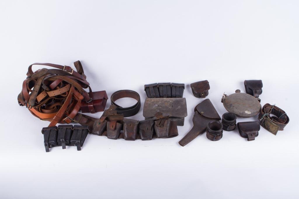 COLLECTION OF LEATHER MILITARIA ETC (1 of 5)