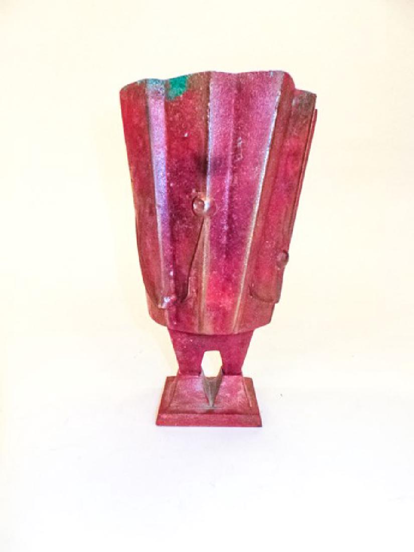 MODERNIST CAST IRON VASE SIGNED (1 of 5)