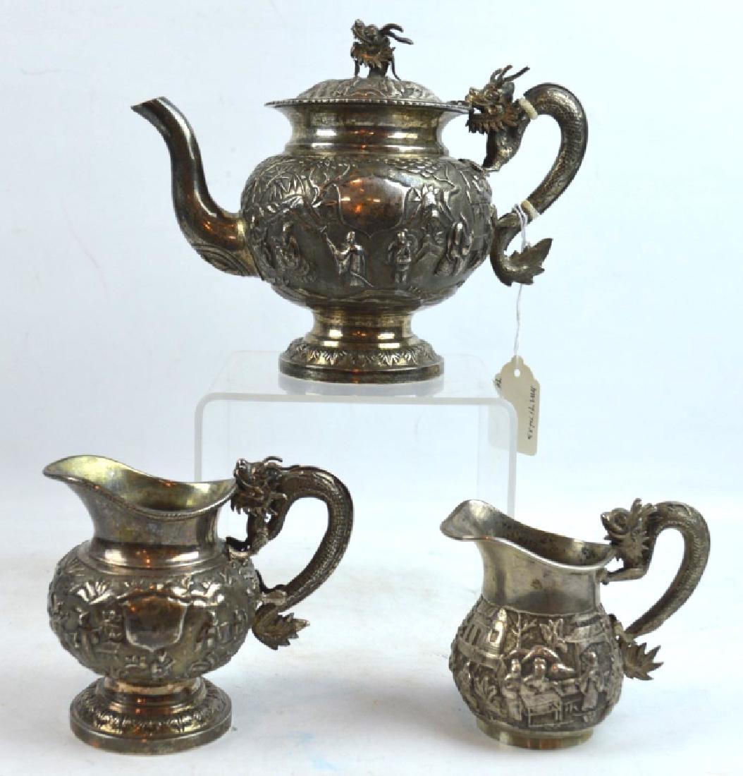Antique Chinese Silver Assembled Teapot Set (1 of 10)