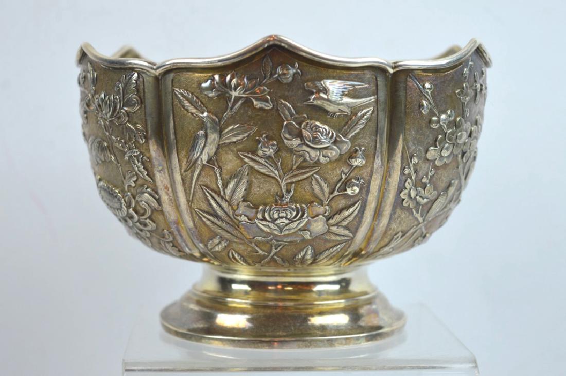 Engraved Hexagonal Chinese Silver Bowl Mark "935" (1 of 9)