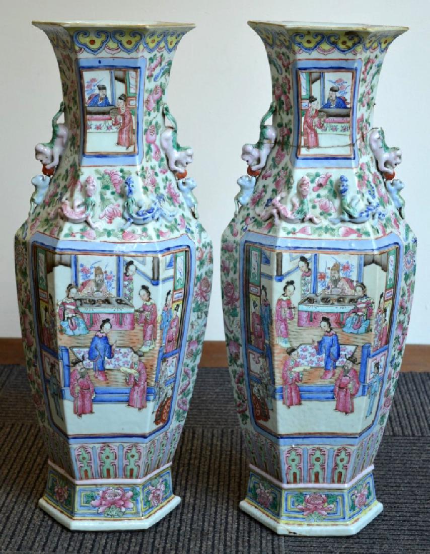 Large Opposing Pair 19thC Chinese Porcelain Vases (1 of 10)