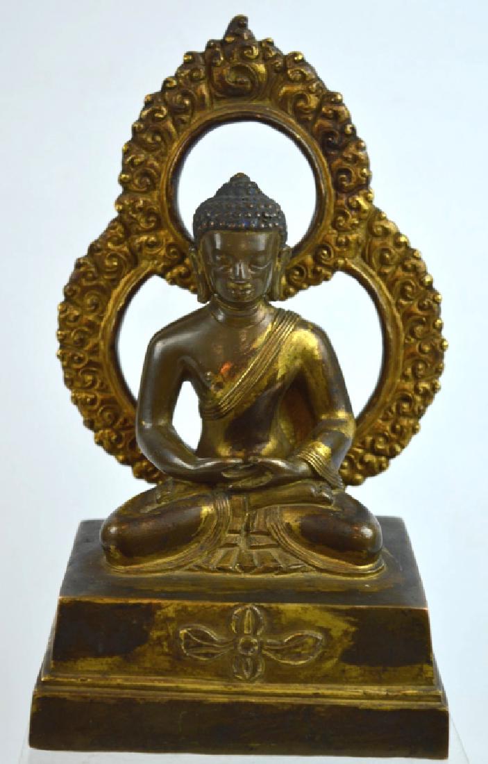 Qing Dynasty Tibetan gilt Bronze Seated Buddha (1 of 9)