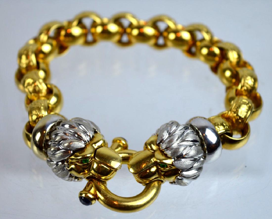 Italian 18K & Gem-set Lion Head Link Bracelet (1 of 8)