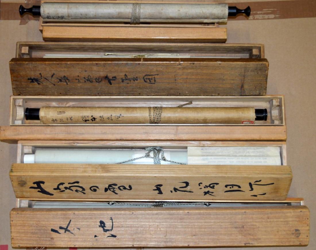 5 Good Japanese Scroll Paintings; 5 Storage Boxes (1 of 10)