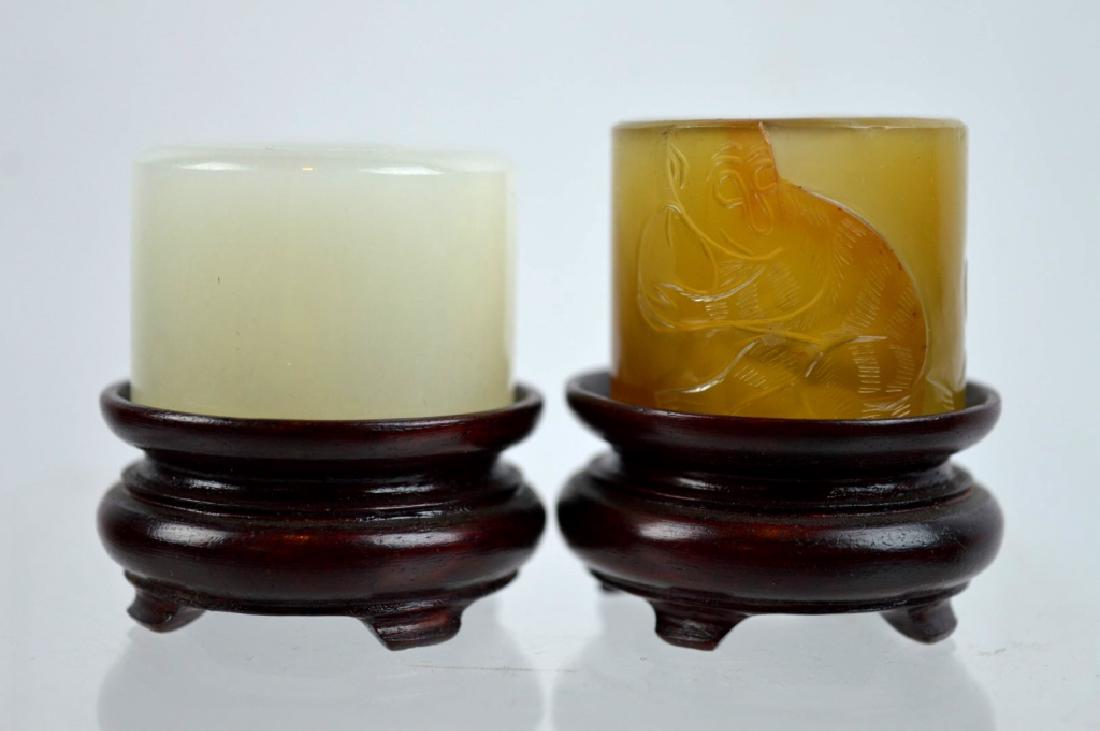 2 - Chinese Archer's Rings; Jade, Carved Agate (1 of 5)
