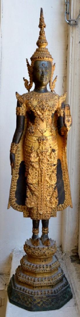 Large Antique Gilt Iron Thai Standing Buddha (1 of 6)