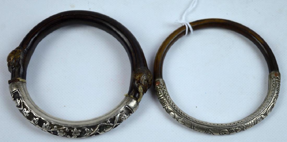 2 - Old Chinese Silver & Bamboo Bangle Bracelets (1 of 7)