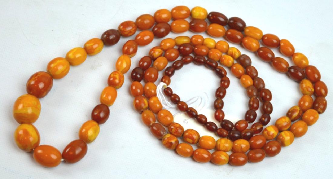 Butterscotch Amber Bead Necklace; Weight 66.5 G (1 of 5)
