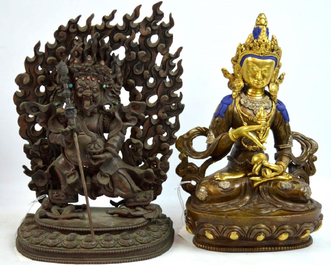 2 - Tibetan Bronze Figures, one with Gilt Head (1 of 6)