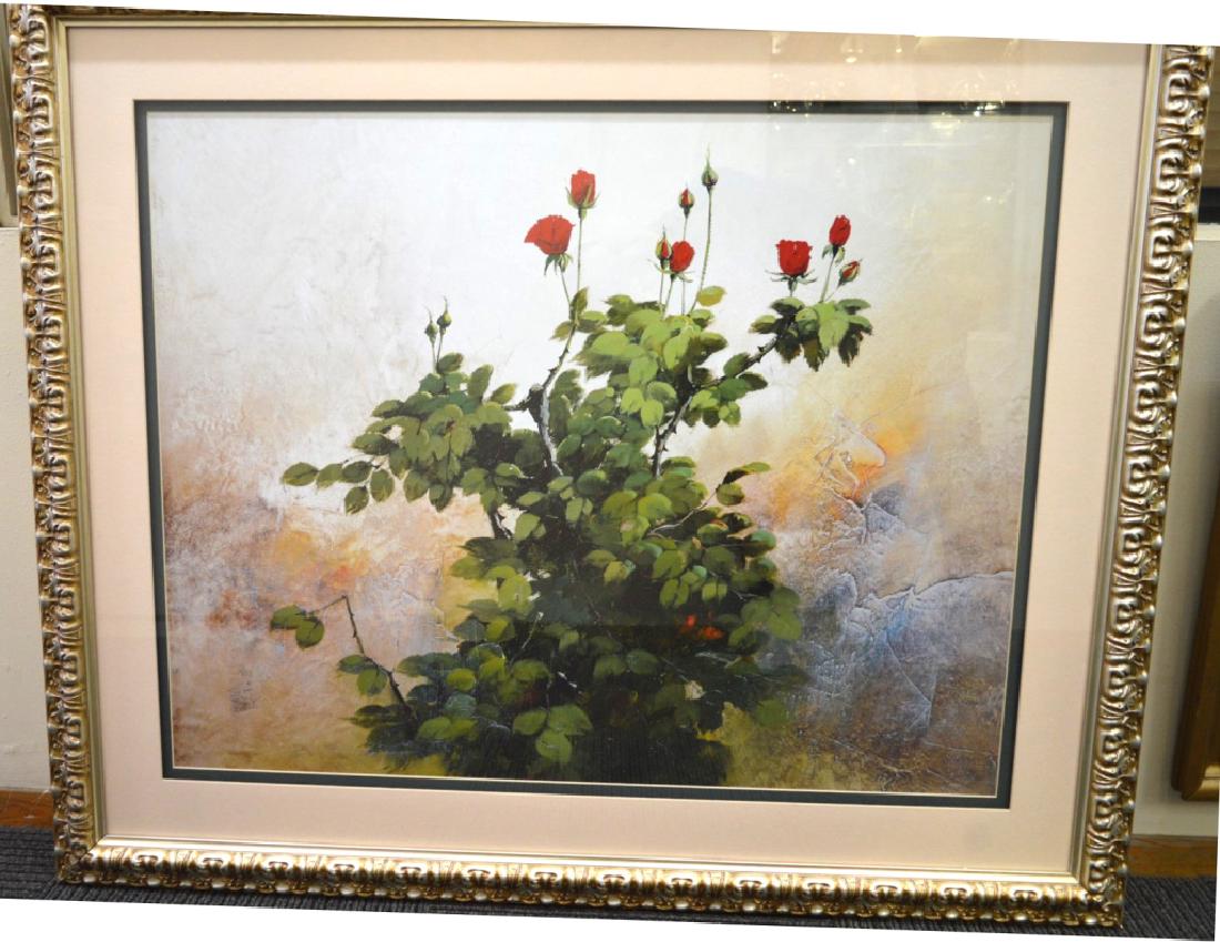 Large Lithograph of Rose Still-Life; Framed (1 of 4)