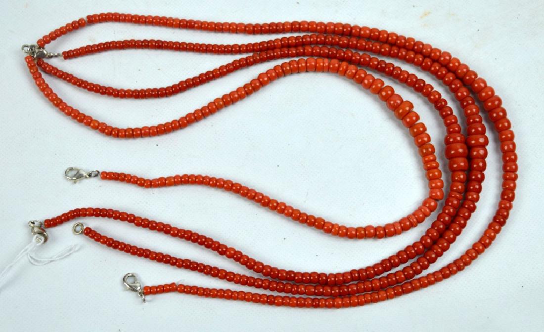 88.7 G Dark Coral Graduated Beads in 4 Necklaces (1 of 6)