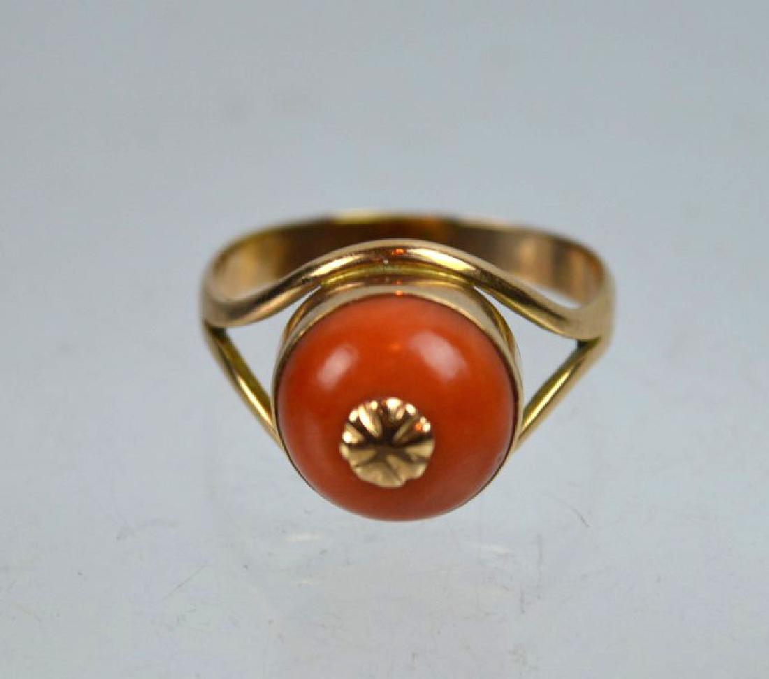 Antique Coral Bead in Gold Ring (1 of 4)