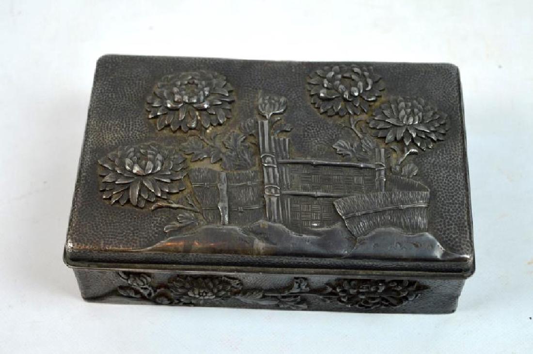 16.2 oz Japanese Silver Chrysanthemum Box (1 of 8)