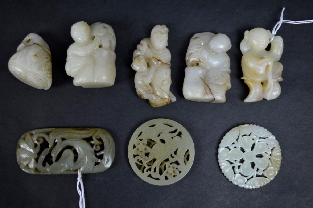 8-Chinese Carved & Pierced Jade Plaques & Figures (1 of 8)