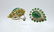 Pair Emerald, Diamond, 18K Gold Earrings - 10