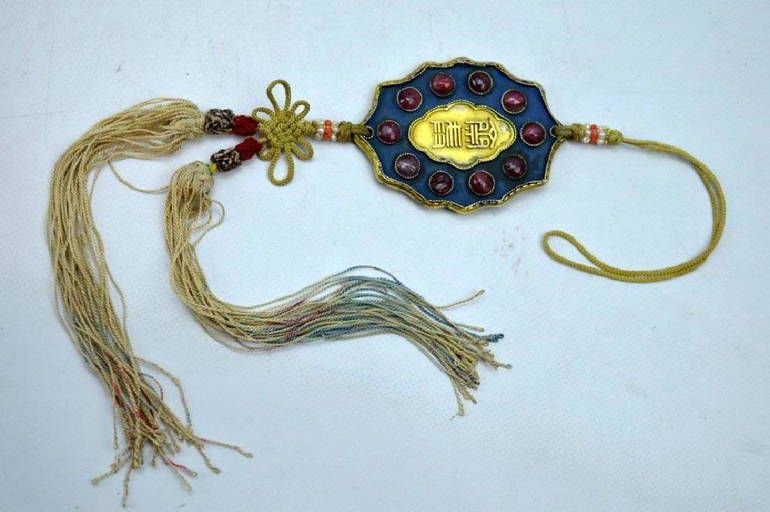 Antique Chinese Gilt Bronze Abstinence Plaque