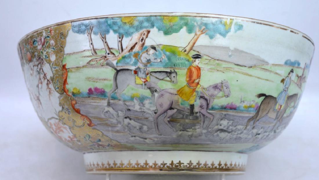 Lg 18th C Chinese Porcelain "Fox Hunt" Punch Bowl (1 of 8)