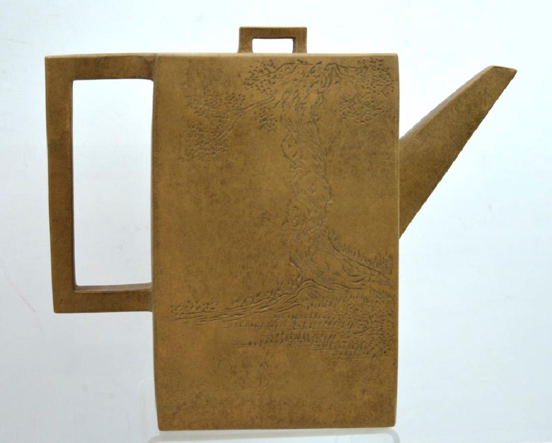 Large Chinese Light-Clay Yixing Rectangular Teapot (1 of 9)