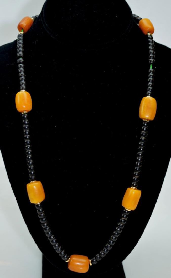 Tibetan Butterscotch Amber & Nut Bead Necklace (1 of 6)