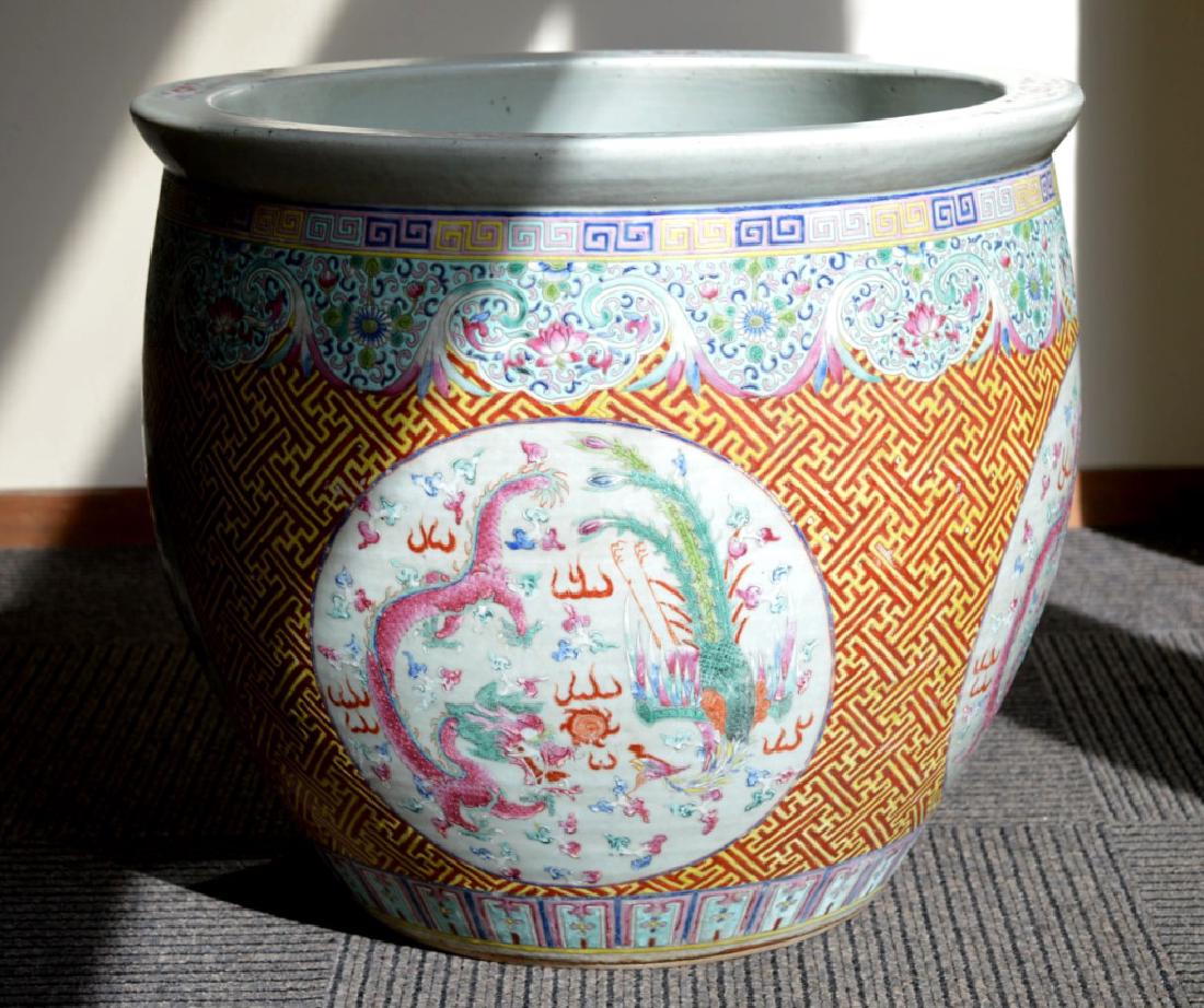 Large Qing Chinese Enameled Porcelain Fish Bowl (1 of 9)