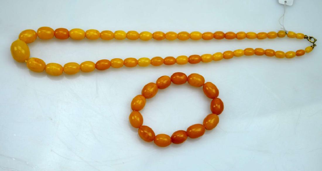 Butterscotch Amber Oval Bead Necklace & Bracelet (1 of 6)
