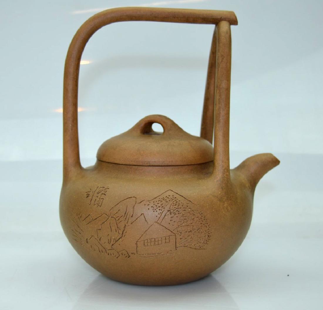 Chinese Light Clay Yixing Teapot & Cover (1 of 8)