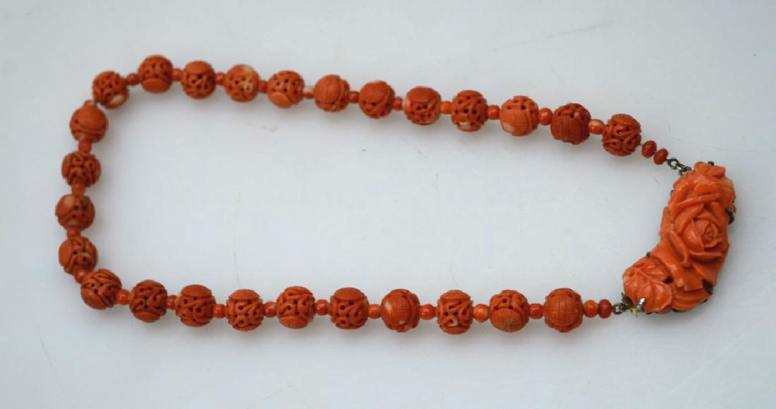 Antique Chinese Beads, Rose Coral Closure (1 of 7)