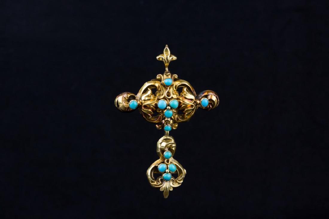Victorian Gold & Turquoise Pendant (1 of 3)