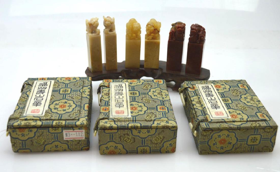 3 - Opposing Pairs Chinese Carved Shoshan Seals (1 of 10)