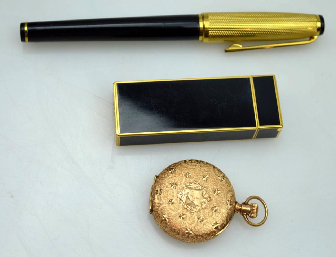 Cartier Paris Gilt Lighter, Pen, Waltham 14K Watch (1 of 8)