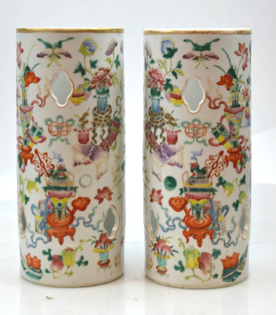 Pr 19thC Chinese Famille Rose Porcelain Hat Stands (1 of 8)