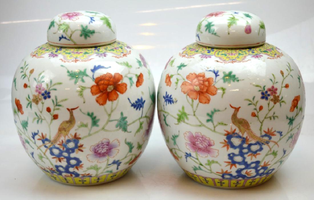 Pr Chinese Late Qing Porcelain Ginger Jars & Cover (1 of 8)