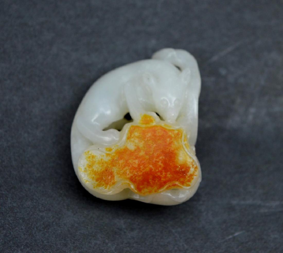 Chinese White Jade Squirrel & Grapes Pendant (1 of 6)