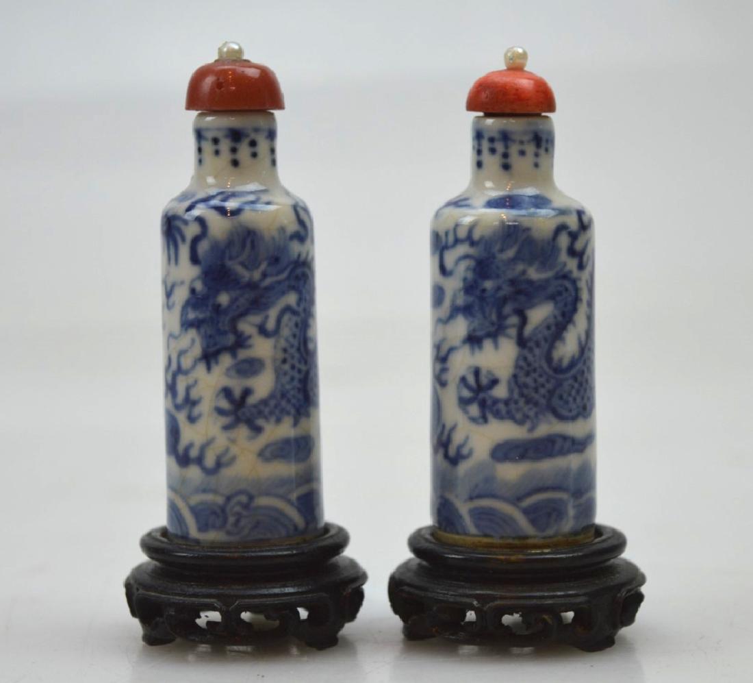 Pr Chinese Qing 5-Claw Dragon Porcelain Snuffs (1 of 5)
