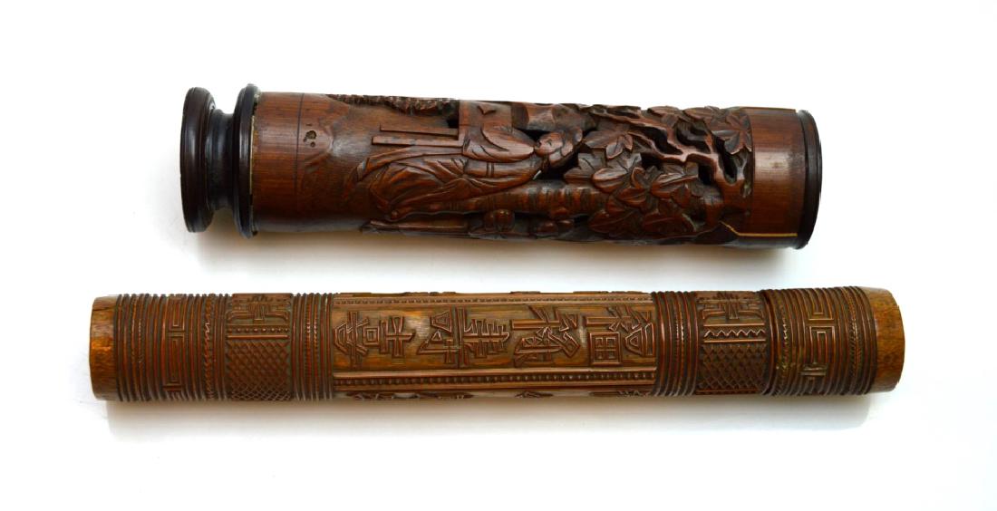 2 - Antique Chinese Bamboo Incense Containers (1 of 9)