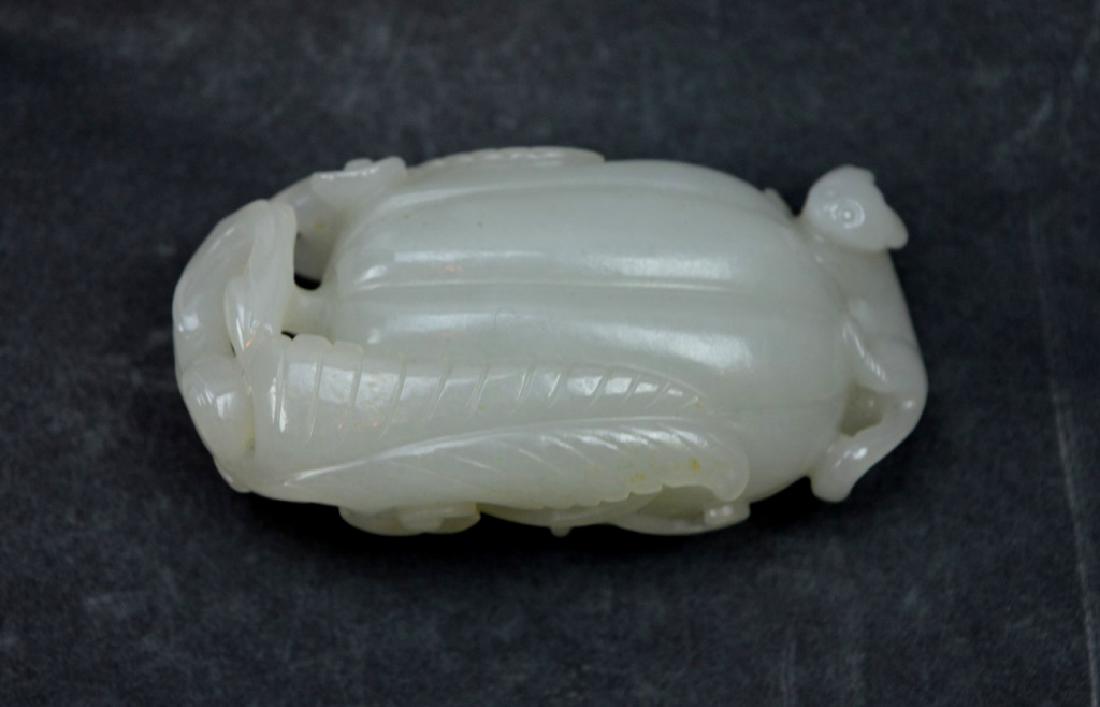 Chinese Carved White Jade Melon & Squirrel Toggle (1 of 6)