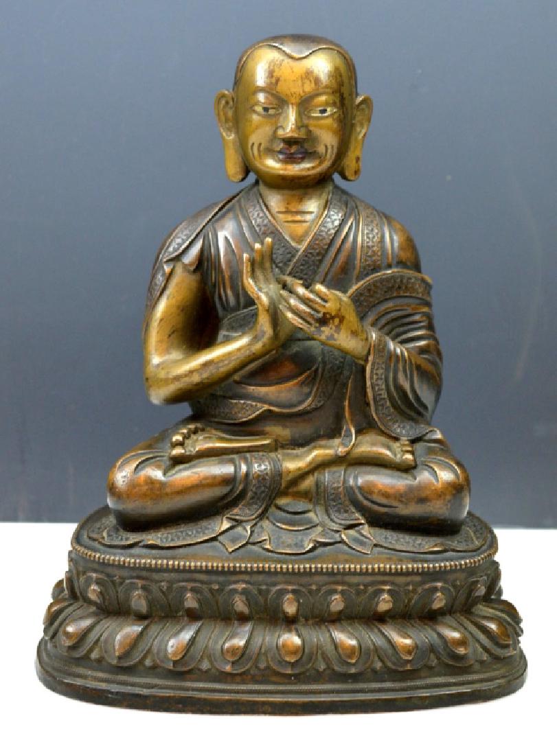 Antique Tibetan Bronze Seated Lama (1 of 8)