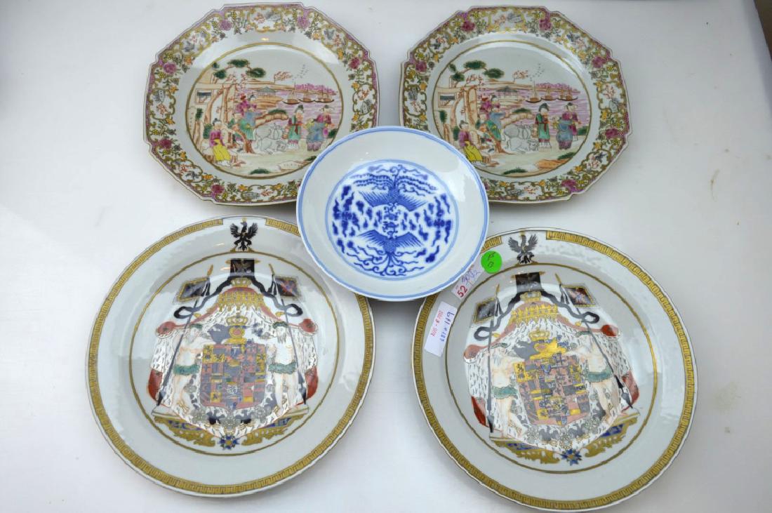 2 Prs Chinese Export Porcelain Plates; B & W Plate (1 of 8)