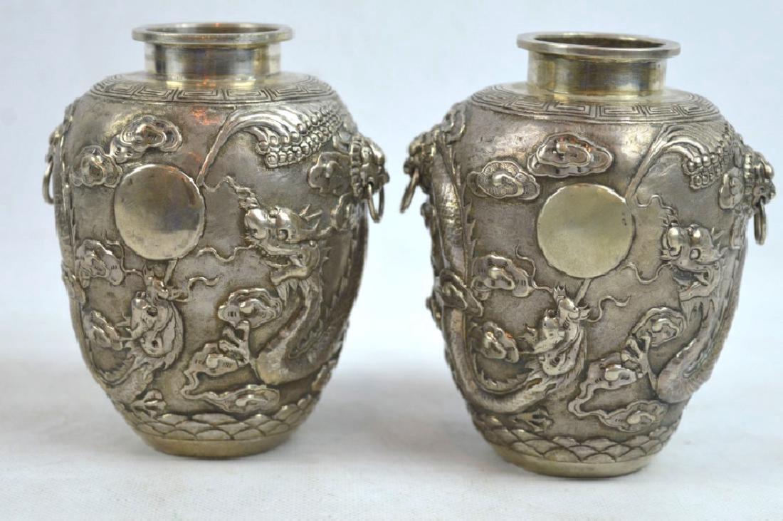 Kwan Wo, Canton & HK; Chinese Silver Dragon Jars (1 of 8)