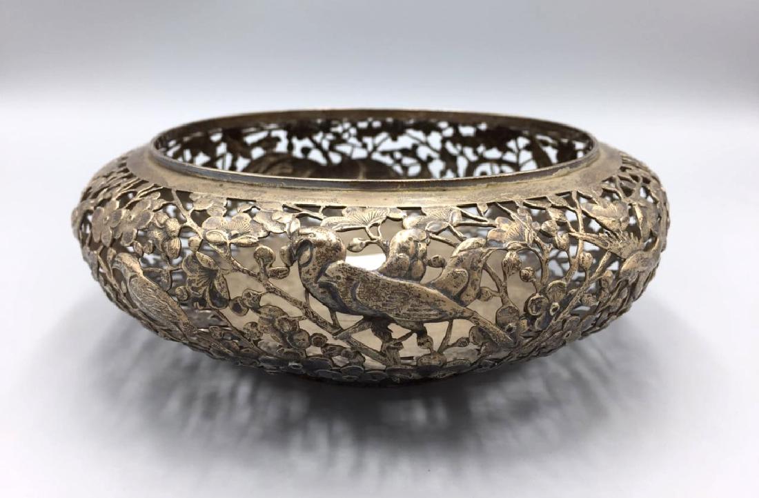 Chinese Silver Pierced & Repousse Bowl (1 of 4)