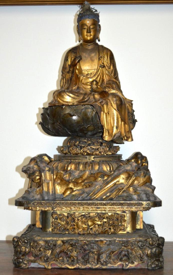 Lg 18th C Japanese Gold Lacquered Wood Guanyin (1 of 9)